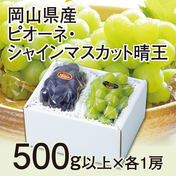 ［岡山県産］　ピオーネ・シャインマスカット　晴王　500ｇ以上×各1房【417680】 商品サムネイル