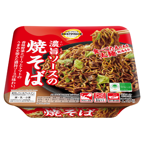 【トップバリュ】濃旨ソース焼そば　１２９ｇ　(×12)|mvm-005-4549414555219-12 商品サムネイル