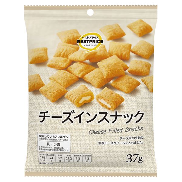 【トップバリュ】チーズインスナック　３７ｇ　（×12）|mvm-001-4549414617498-12 商品サムネイル