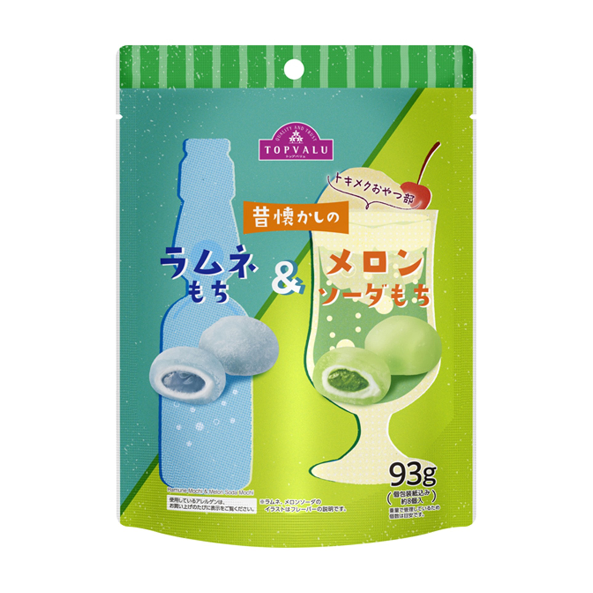 【トップバリュ】TVラムネ＆メロンもち 93g(×12)|mvm-001-4549414620504-12 商品サムネイル