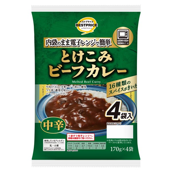 【トップバリュ】TVBP溶込カレー中辛 170g×4袋(×8) | mvm-005-4549414622348-8 商品サムネイル