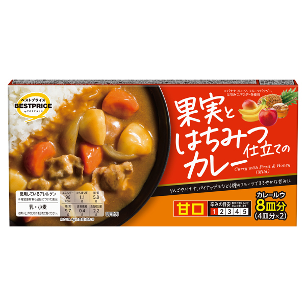 【トップバリュ】BP果実とはちみつ仕立てのカレー 甘口 155g (×10) |mvm-003-4549414627305-10 商品サムネイル