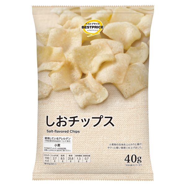 【トップバリュ】TVBPしおチップス 40g(×16) | mvm-001-4549414670790-16 商品サムネイル