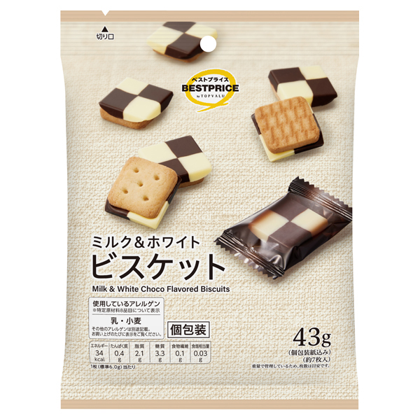 【トップバリュ】TVBPミルクホワビス 43g(×12) | mvm-001-4549414672824-12 商品サムネイル