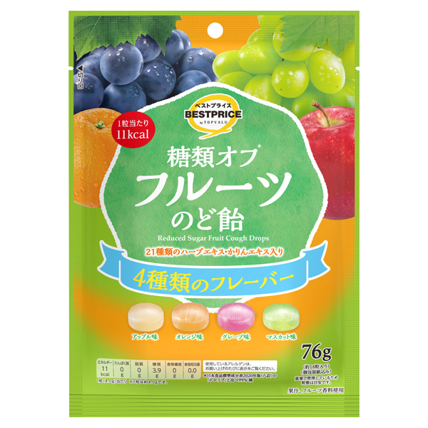 【トップバリュ】TVBPフルーツのど飴 76g(×10) | mvm-001-4549414702392-10 商品サムネイル