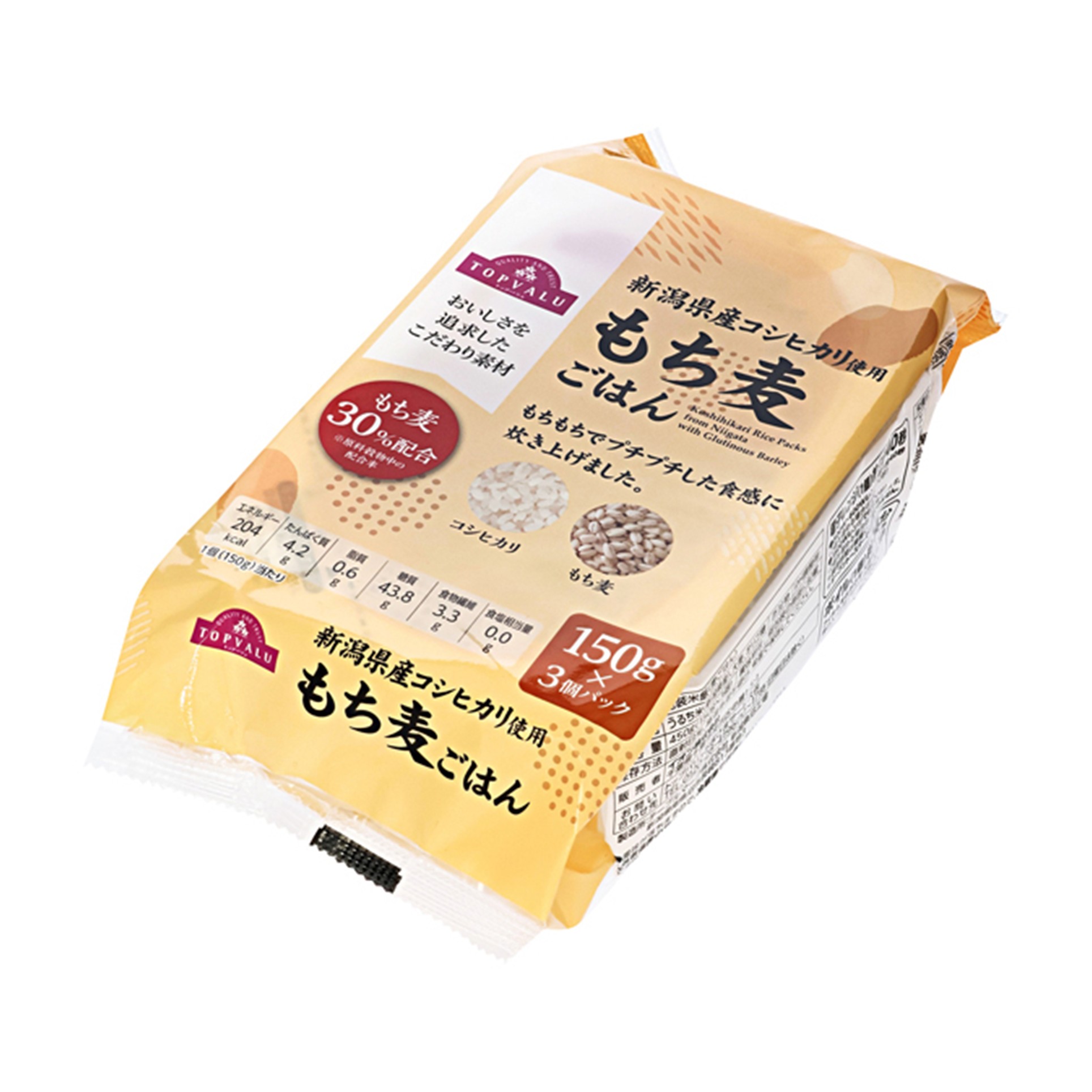 【トップバリュ】TVもち麦ごはん3P 150g×3個パック(×8)|mvm-005-4549414711561-8 商品サムネイル