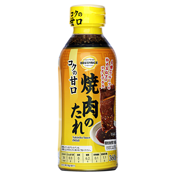 【トップバリュ】BP焼肉のたれ コクの甘口 360g (×12) |mvm-003-4549414716818-12 商品サムネイル