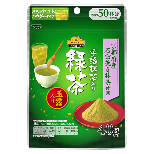 【トップバリュ】宇治抹茶入り緑茶 玉露入り　４０ｇ　(×6)|mvm-002-4549741664103-6 商品サムネイル