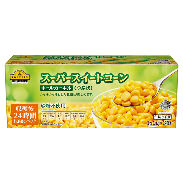 【トップバリュ】スィートコーン 180g×3缶 (×8) |mvm-005-4549741772815-8 商品サムネイル