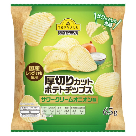 【トップバリュ】厚切りカットポテトチップス サワー　６５ｇ　（×12）|mvm-001-4549741777773-12 商品サムネイル