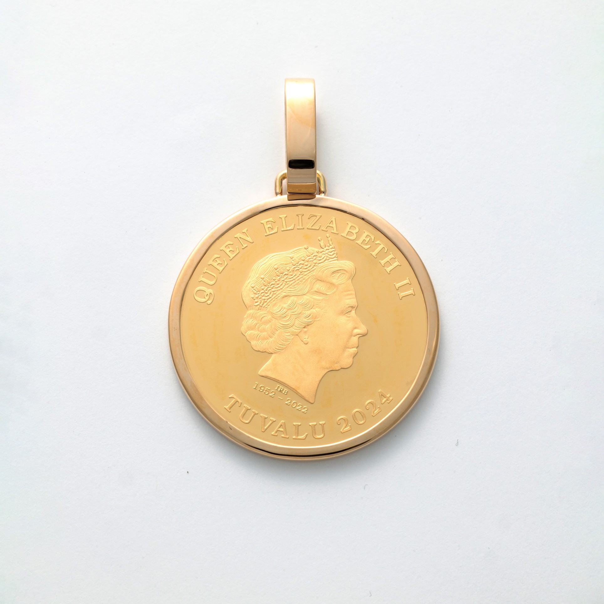 24金エリザベス女王ホースデザイン・18金枠1/2オンスペンダントトップ D331956【133917】 商品サムネイル