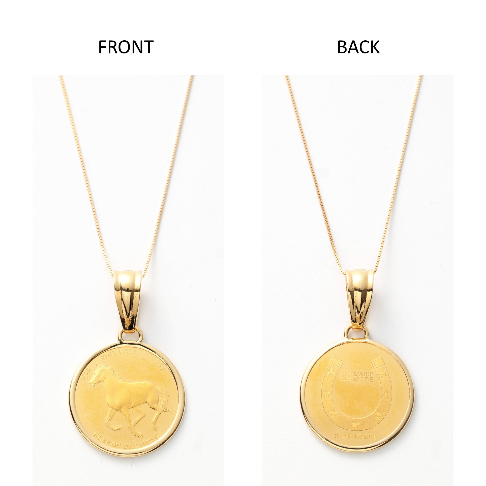 24金ホース馬蹄デザイン約2.5gコイン・18金チェーン枠ネックレス TVH13450HD 商品サムネイル