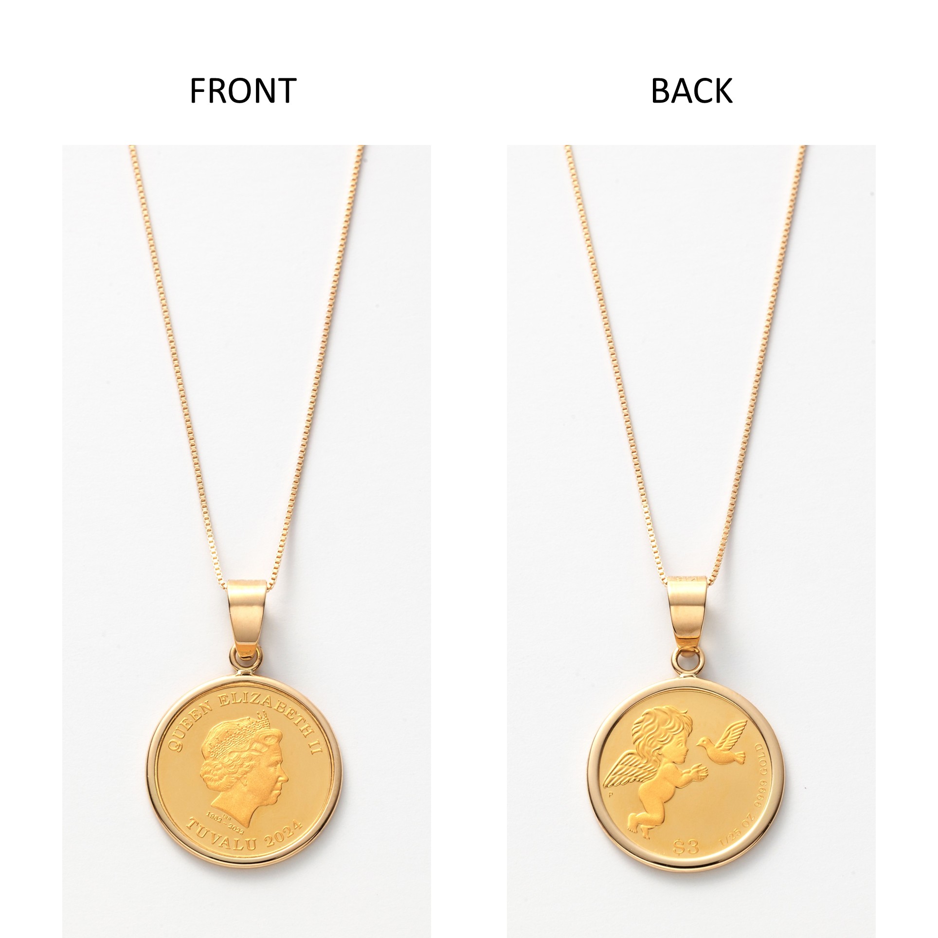 24金エリザベス女王エンジェル1/25オンスコイン・18金チェーン枠ネックレス D0467450K9 商品サムネイル