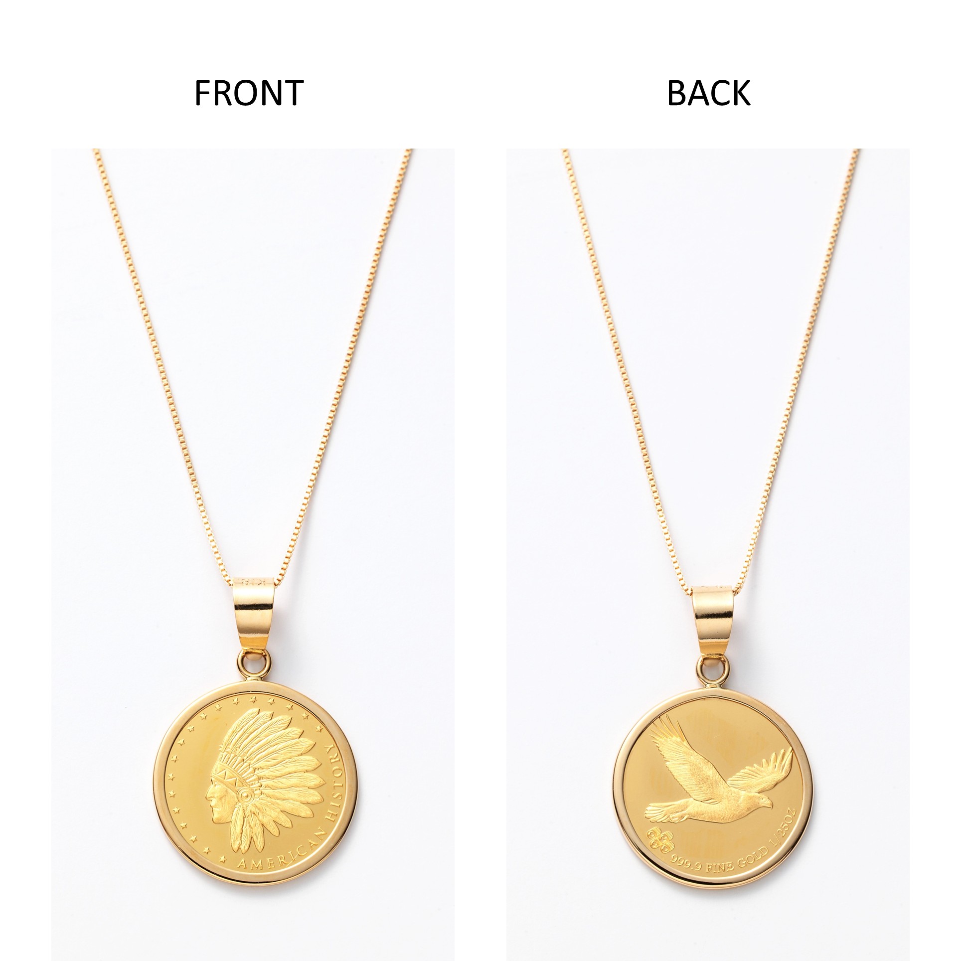 24金アメリカンイーグル1/25オンスコイン・18金チェーン枠ネックレス D0266450K9 商品サムネイル