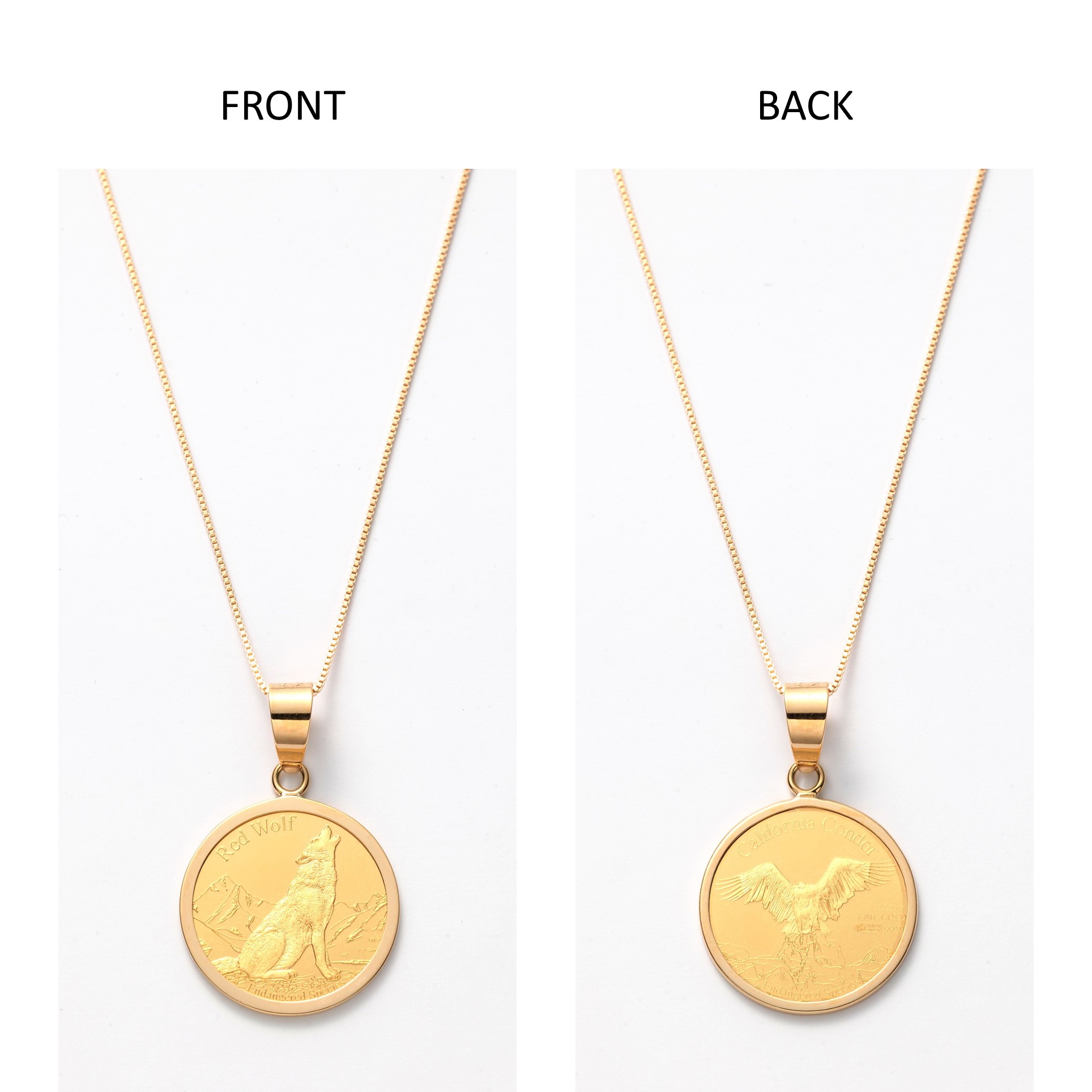 24金レッドウルフ/コンドル1/25オンスコイン・18金チェーン枠ネックレス D0265450T7 商品サムネイル