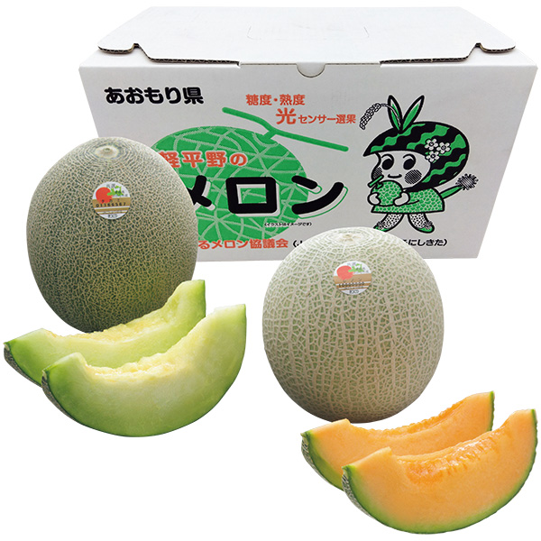 ◇[青森県産（つがるメロン協議会）]タカミメロン・レノンメロンセット（青肉・赤肉）【148285】 商品サムネイル
