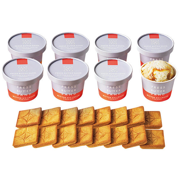 [プレスバターサンド]バターアイスクリーム〈キャラメル〉・クッキーセット【002035】 商品サムネイル