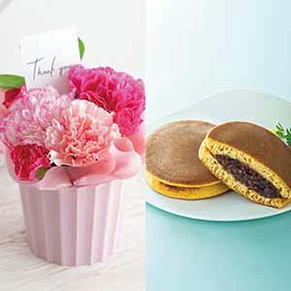 【母の日】竹中庭園緑化 母の日カーネーションアレンジ＋甘美 どら焼き【485399】 商品サムネイル