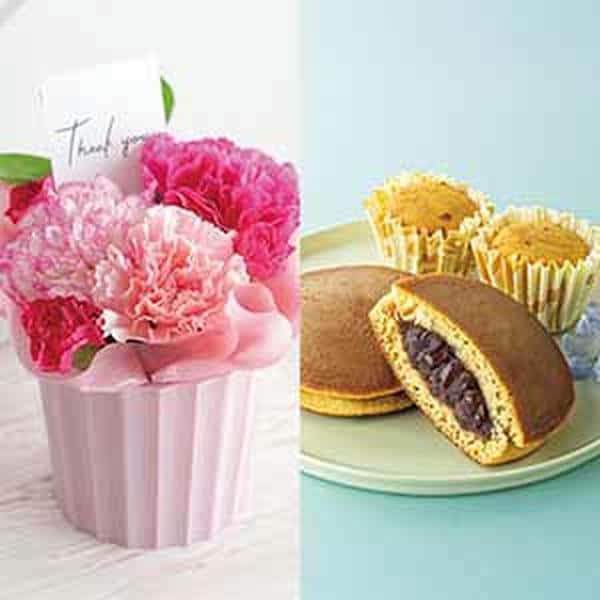 【母の日】竹中庭園緑化 母の日カーネーションアレンジ＋甘美 どら焼き＆スイートポテト【485405】 商品サムネイル