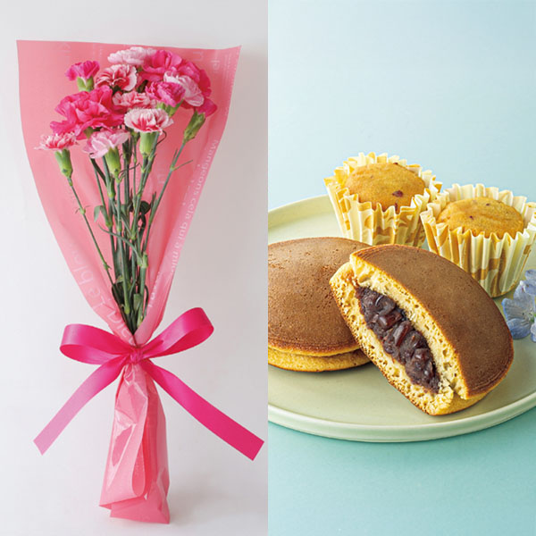 【母の日】竹中庭園緑化 母の日ルージュブーケ＋甘美 どら焼き＆スイートポテト【485478】 商品サムネイル