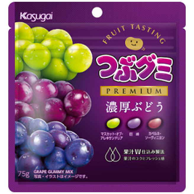 春日井製菓 つぶグミＰＲＥＭＩ濃厚ぶどう　７５ｇ　(×10)|mvm-001-4901326043305-10 商品サムネイル