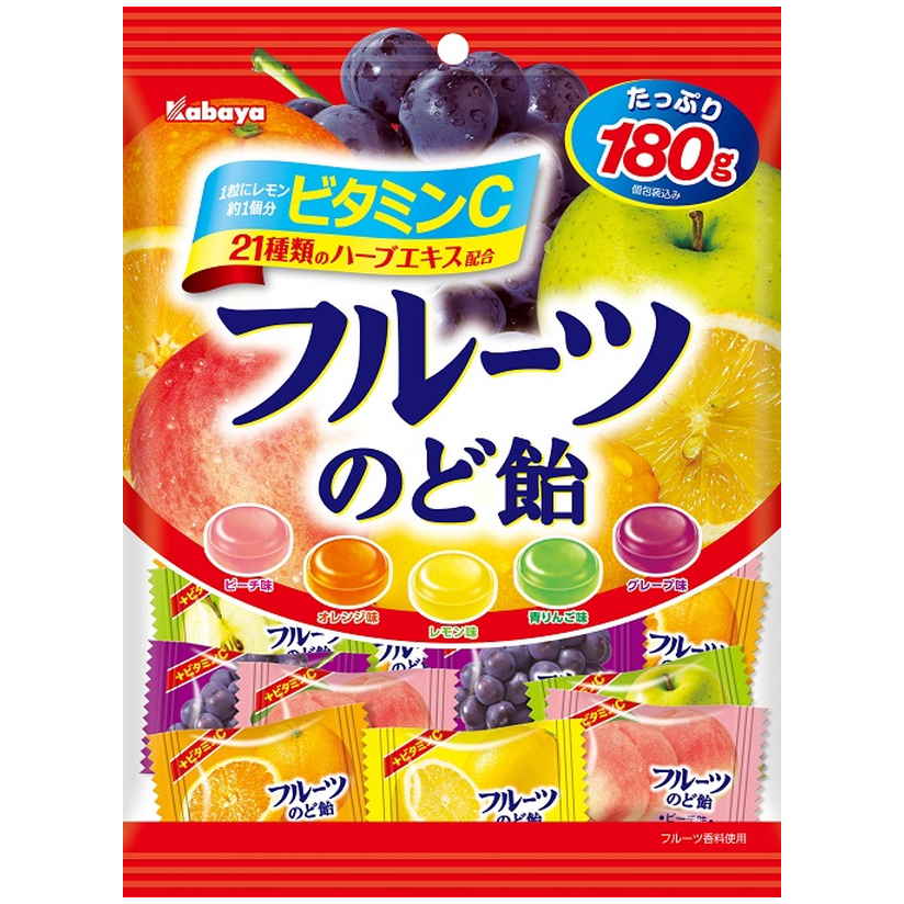 カバヤ食品 カバヤフルーツのど飴　１８０ｇ　(×10)|mvm-001-4901550227571-10 商品サムネイル