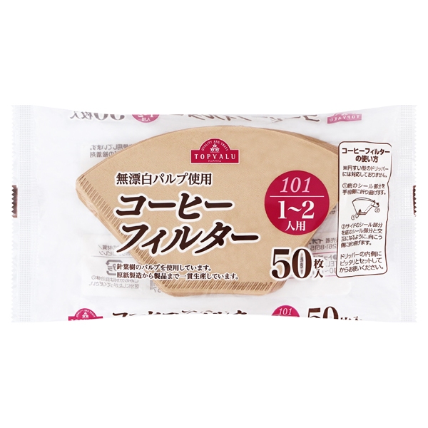 【トップバリュ】コーヒーフィルター 1～2人用 50枚 (×20) |mvm-002-4901810004737-20 商品サムネイル