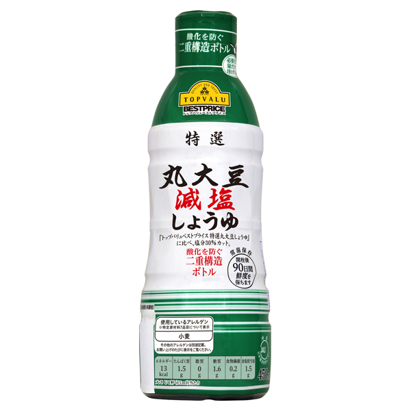 【トップバリュ】特級丸大豆減塩しょうゆ　４５０ｍｌ　(×12)|mvm-003-4902121229048-12 商品サムネイル