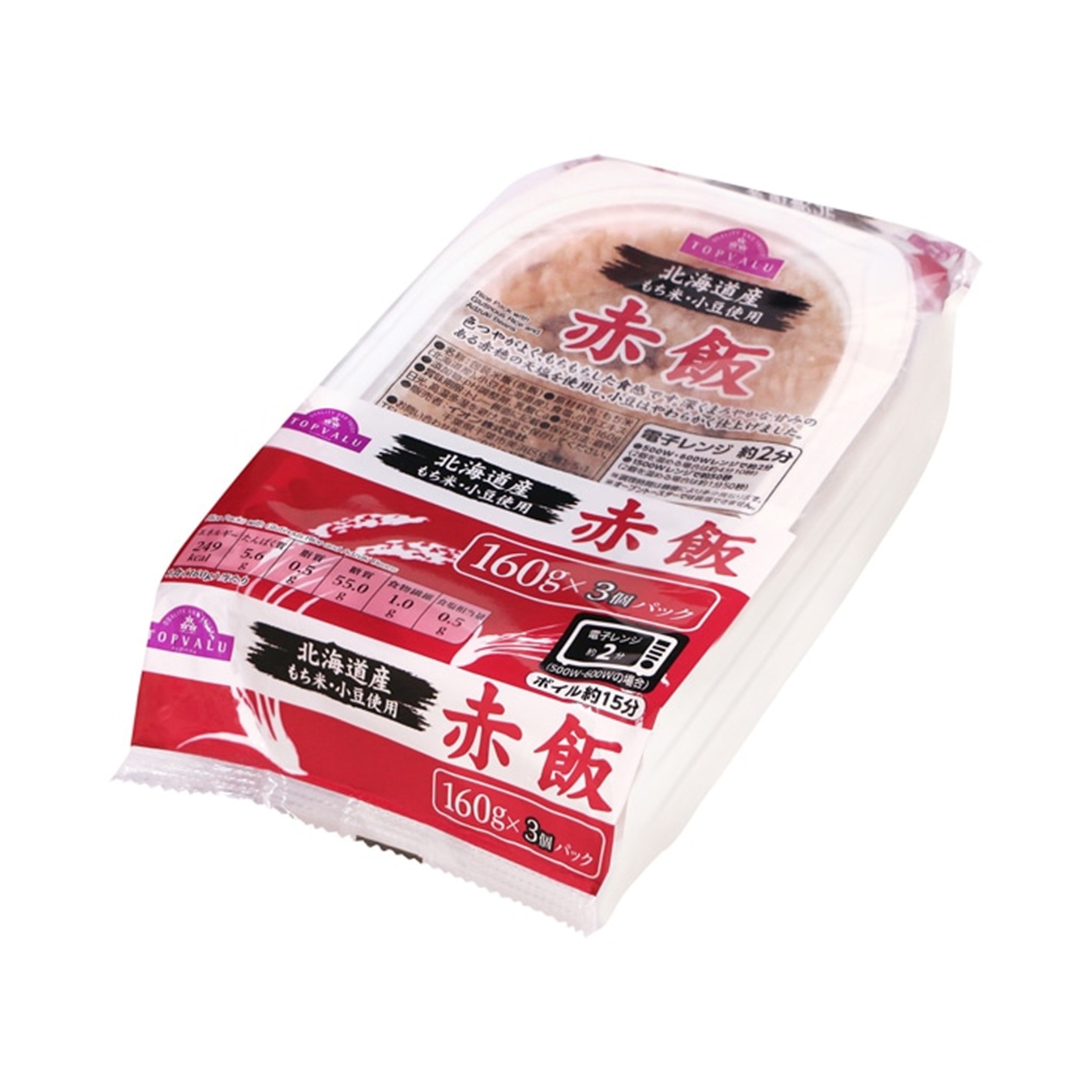 【トップバリュ】ＴＶ赤飯3P 160g×3P(×8)|mvm-4902121903221-005-8 商品サムネイル