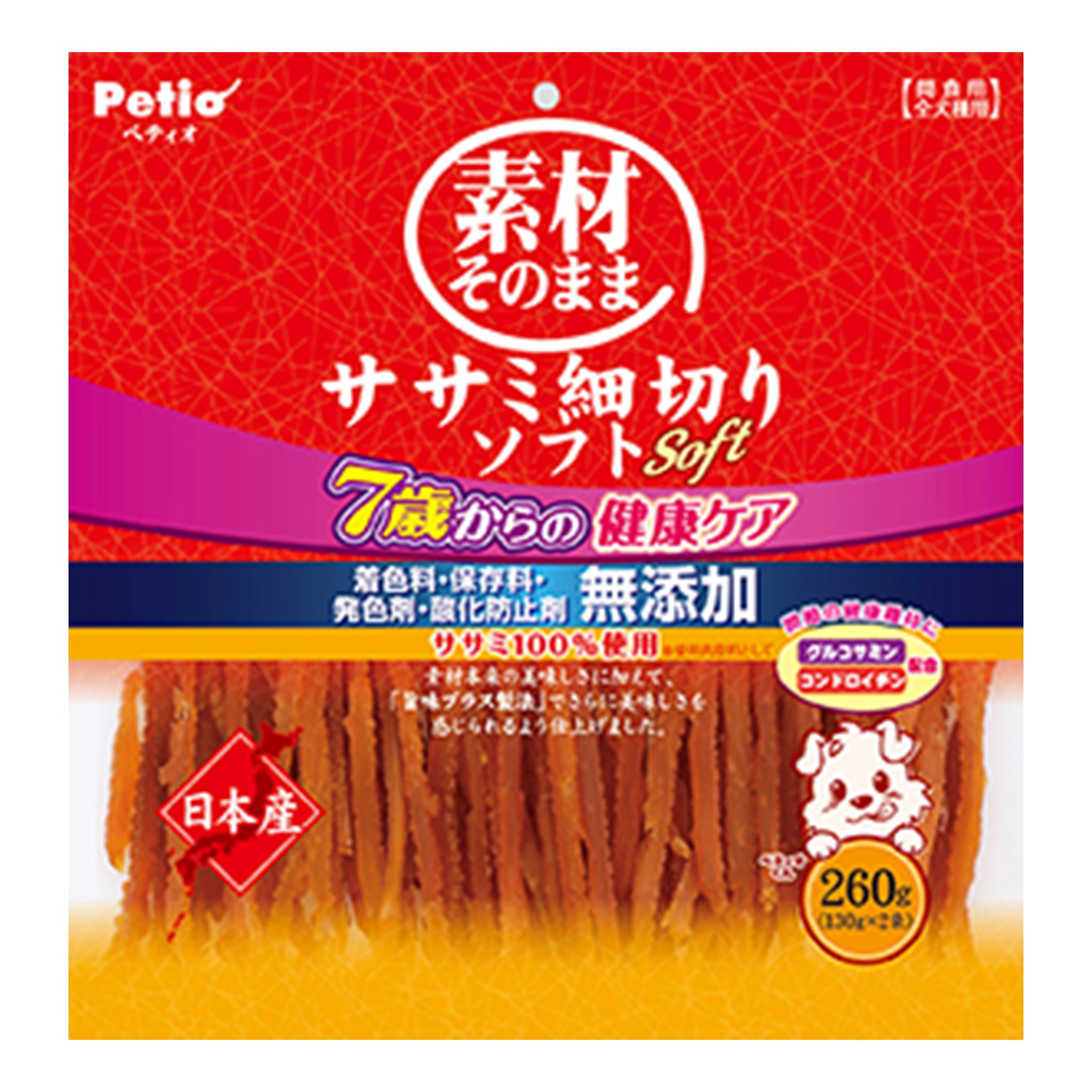 ペティオ 素材そのまま ササミ細切りソフト 7歳からの健康ケア【247612】 商品サムネイル