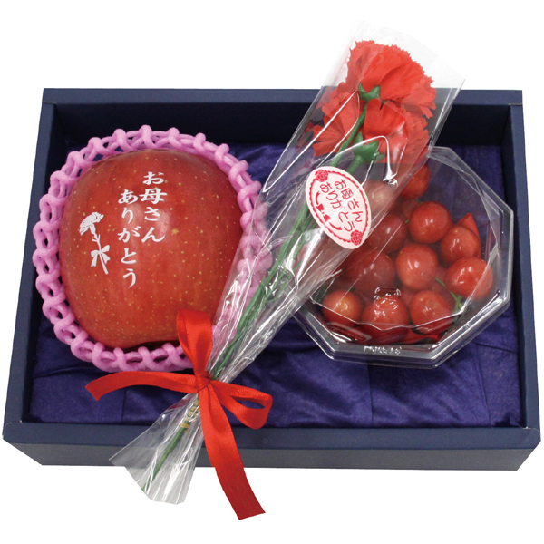 【母の日】青森県産・山形県産 文字入りりんご・佐藤錦セット【484035】 商品サムネイル