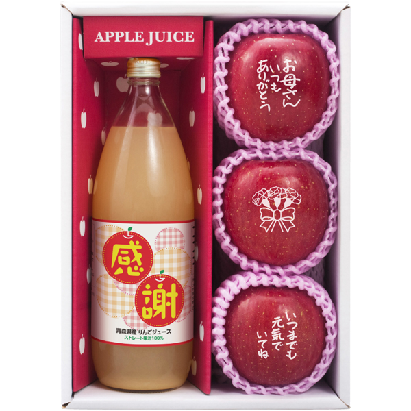【母の日】青森県産 メッセージ入り 赤いりんごと感謝アップルジュース【483735】 商品サムネイル