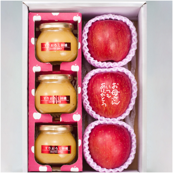 【母の日】青森県産 メッセージ入り 赤いりんごとすりおろしりんご【483726】 商品サムネイル