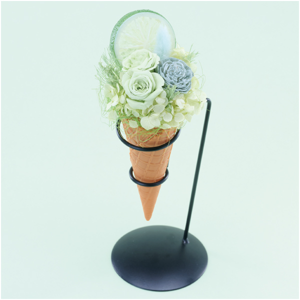 【母の日】Luna プリザーブドフラワー アイスクリームアレンジ「ライム」【484813】 商品サムネイル