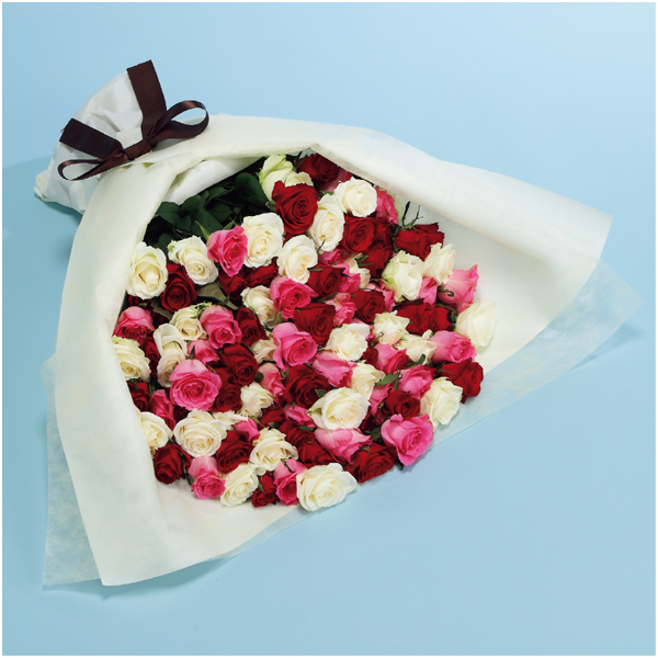 【母の日】茨木春草園 大輪バラ100本のブーケ【484460】 商品サムネイル