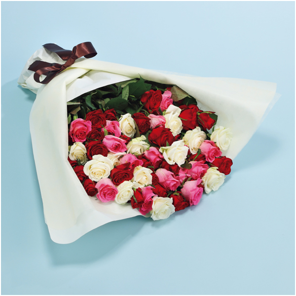 【母の日】茨木春草園 大輪バラ50本のブーケ【485645】 商品サムネイル