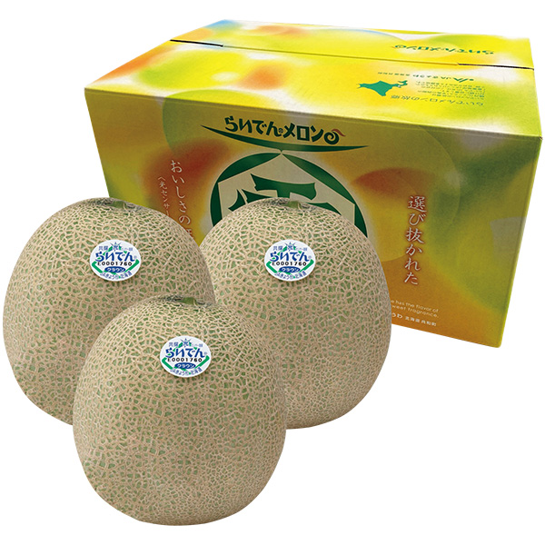 ◇[北海道産（JAきょうわ）]自宅用らいでんメロン 3個（赤肉メロン）【148258】 商品サムネイル