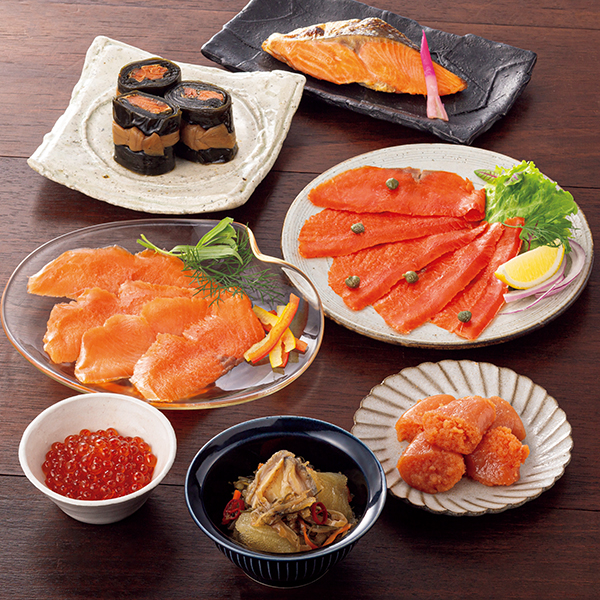 ◇【早得】王子サーモン スモークサーモン・海の幸・昆布巻き詰合せ 【153384】 商品サムネイル