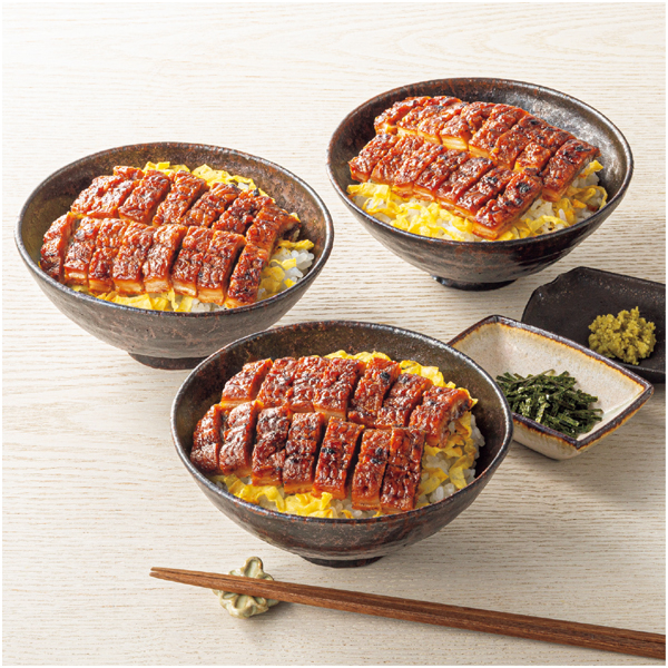 【母の日早得】まんてんや 手焼きうなぎ使用 ひつま武士どん3個【484372】 商品画像(1)