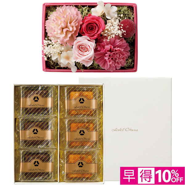 【母の日早得】ホテルオークラ フルーツ＆チョコレートケーキとプリザーブドフラワー【480075】 商品サムネイル