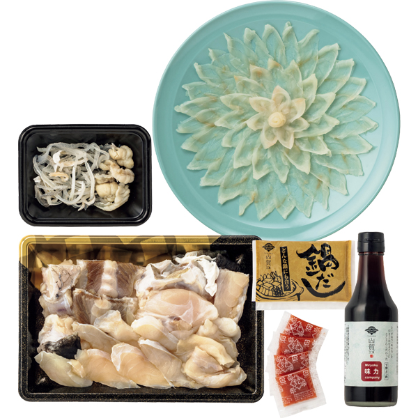☆【早得】下関 山賀 天然トラフグ刺身ちりセット 【010061】 商品画像(1)
