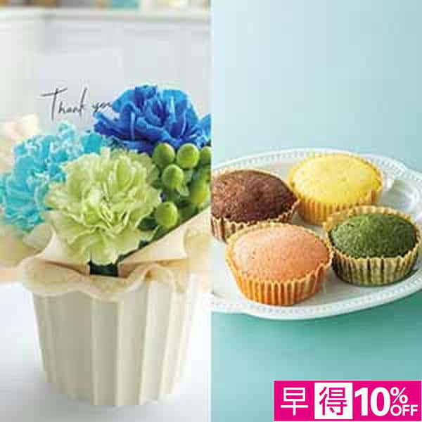 【父の日早得】竹中庭園緑化 父の日カーネーションアレンジ＋雪の雫 スイーツパレット【487546】 商品サムネイル