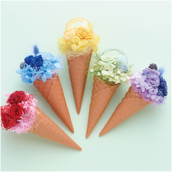 【母の日早得】Luna プリザーブドフラワー アイスクリームアレンジ「ライム」【484813】 商品画像(1)